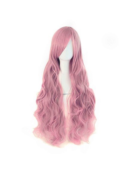 Peluca Cosplay Ondulada 80cm Kanekalon palo de Rosa