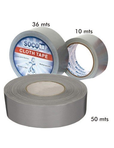 Cinta adhesiva de tela laminada pvc Cloth Tape 48mm x 50 mts para Ductos Soco