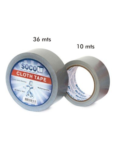 Cinta adhesiva de tela laminada pvc Cloth Tape 48mm x 10 mts para Ductos Soco