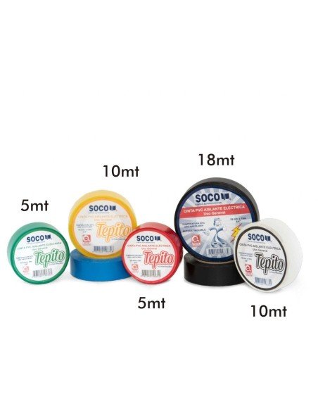 Kit x12 Cinta Aislante PVC de Cloruro de Vinilo 19mm x 10mts