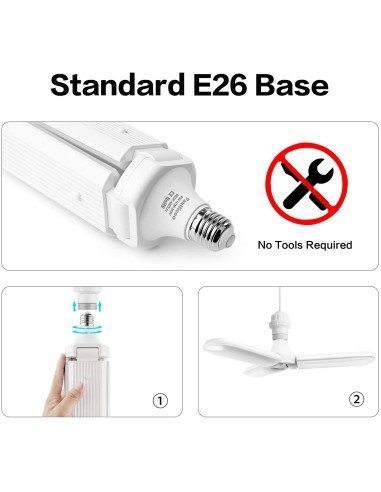 Lampara Deformable de Garaje 45W 4500LM 6500K,Cool Daylight