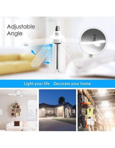 Lampara Deformable de Garaje 45W 4500LM 6500K,Cool Daylight