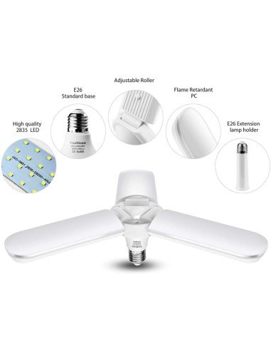 Lampara Deformable de Garaje 45W 4500LM 6500K,Cool Daylight