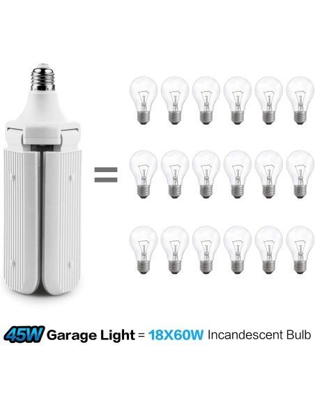 Lampara Deformable de Garaje 45W 4500LM 6500K,Cool Daylight