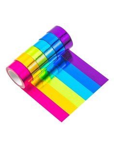 Kit x6 Cinta adhesiva metalizada decorativa 12mm x 5mts 2