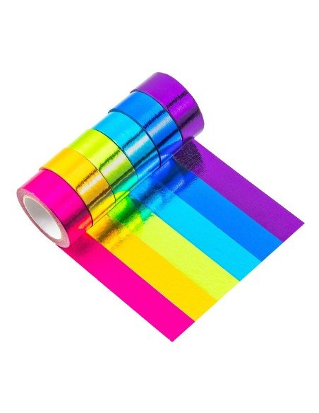 Kit x6 Cinta adhesiva metalizada decorativa 12mm x 5mts
