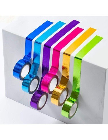 Kit x6 Cinta adhesiva metalizada decorativa 12mm x 5mts