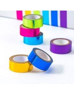 Kit x6 Cinta adhesiva metalizada decorativa 12mm x 5mts