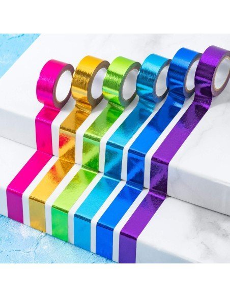 Kit x6 Cinta adhesiva metalizada decorativa 12mm x 5mts