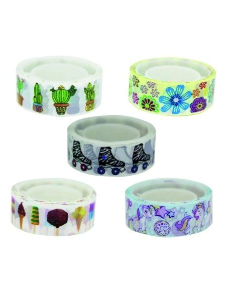 Kit x10 Washi Tape Cinta Adhesiva Impresa 15mm x 5mts decorativa