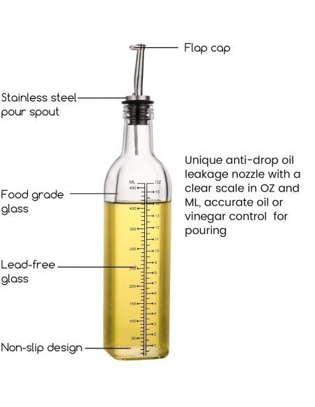 Dispensador de Aceite o vinagre Aceitera en vidrio con Dosificador 500ml Dispensador de Aceite o vinagre Aceitera en vidrio con Dosificador 500ml