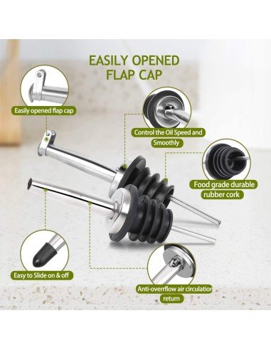 Dispensador de Aceite o vinagre Aceitera en vidrio con Dosificador 500ml