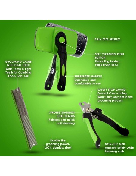 Cepillo Automático + Corta Uñas + Peine Kit Limpieza Mascota Cepillo Automático + Corta Uñas + Peine Kit Limpieza Mascota