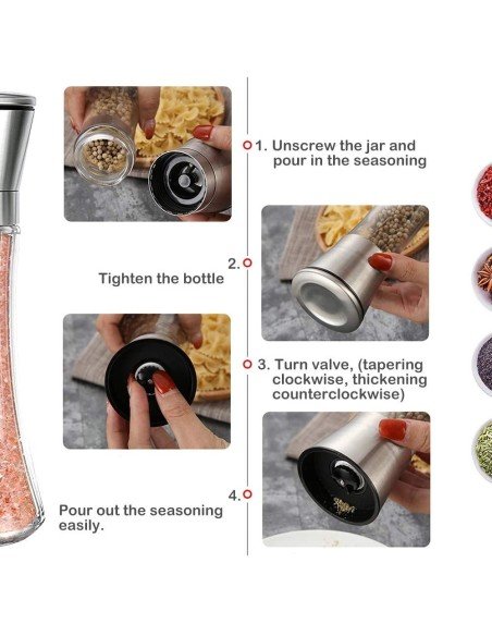 Pimentero De Acero Inoxidable Premium + Cepillo