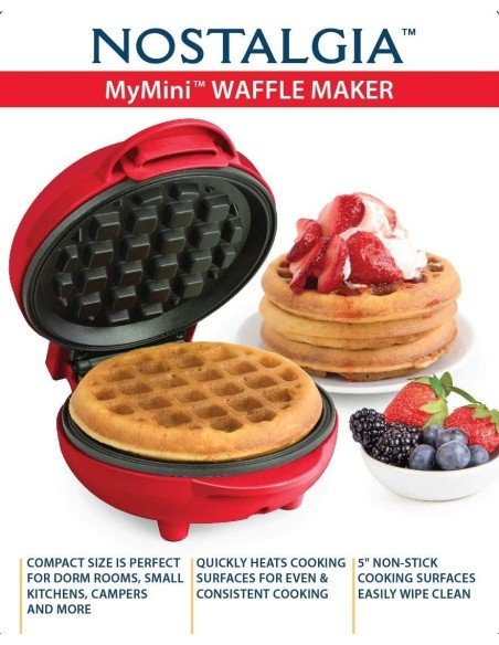Nostalgia Mini Waffles Sanduchera eléctrica MWF5A