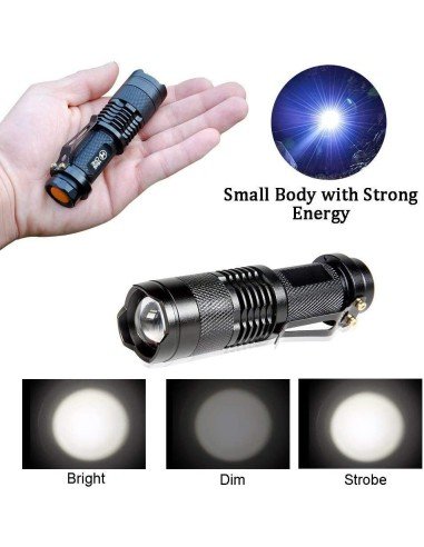 Linterna Luz LED Ajustable 7 W Táctica Con Zoom 350 Lúmenes