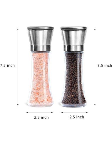 Set x 2 Molino De Sal Y Pimienta Acero Inoxidable Pimentero