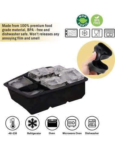 Molde para Cubos Gigantes de Hielo 6 cubos de 5cm King Cube Ice