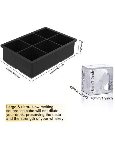 Molde para Cubos Gigantes de Hielo 6 cubos de 5cm King Cube Ice
