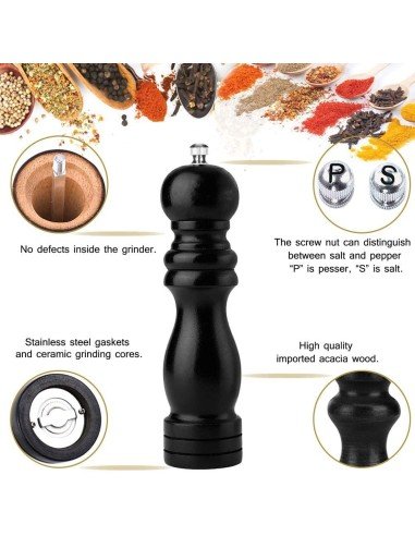 Pimentero de Madera Molino Pimienta 22cm ER
