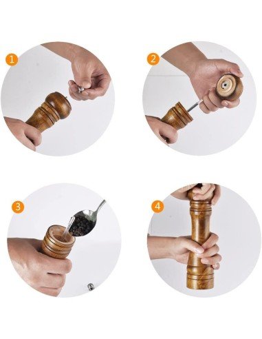 Set x2 Molino D Sal Y Pimienta Madera 22cm Pimentero Premium