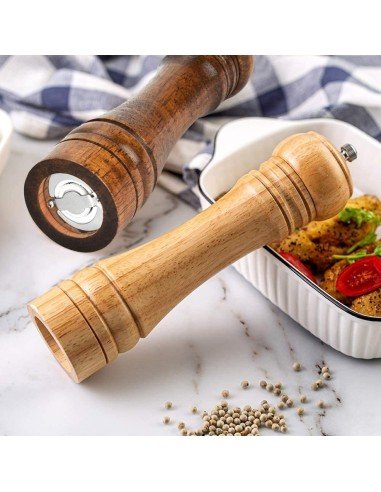Set x2 Molino D Sal Y Pimienta Madera 22cm Pimentero Premium