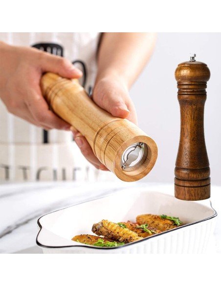 Set x2 Molino D Sal Y Pimienta Madera 22cm Pimentero Premium Set x2 Molino D Sal Y Pimienta Madera 22cm Pimentero Premium