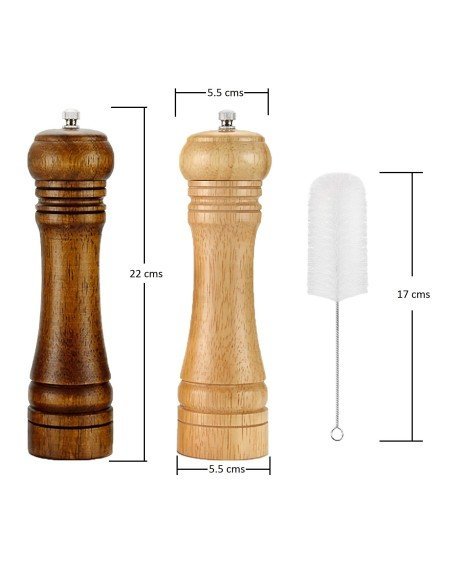 Set x2 Molino D Sal Y Pimienta Madera 22cm Pimentero Premium Set x2 Molino D Sal Y Pimienta Madera 22cm Pimentero Premium