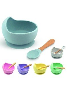 Plato Succión Bowl  tazón + cuchara Anti-derrame Comida Bebé Niño