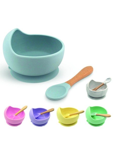 Plato Succión Bowl  tazón + cuchara Anti-derrame Comida Bebé Niño