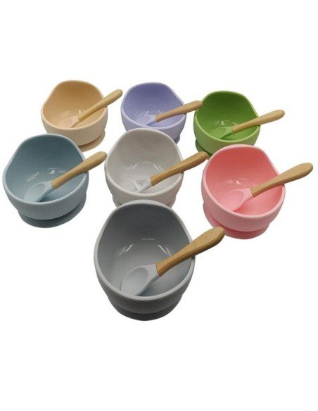 Plato Succión Bowl  tazón + cuchara Anti-derrame Comida Bebé Niño