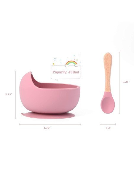 Plato Succión Bowl  tazón + cuchara Anti-derrame Comida Bebé Niño Plato Succión Bowl  tazón + cuchara Anti-derrame Comida Bebé Niño
