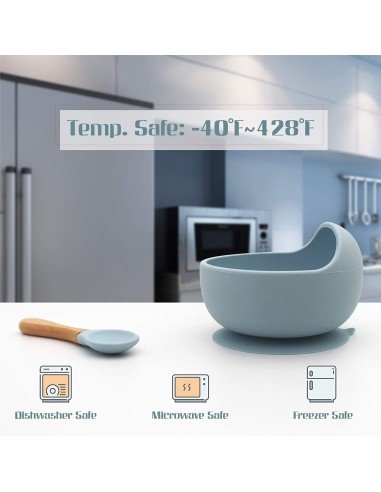 Plato Succión Bowl  tazón + cuchara Anti-derrame Comida Bebé Niño