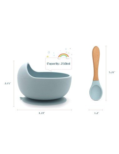 Plato Succión Bowl  tazón + cuchara Anti-derrame Comida Bebé Niño