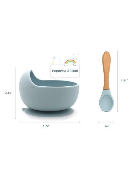 Plato Succión Bowl  tazón + cuchara Anti-derrame Comida Bebé Niño Plato Succión Bowl  tazón + cuchara Anti-derrame Comida Bebé Niño