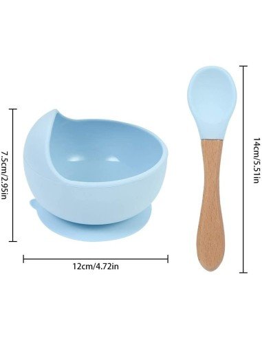 Plato Succión Bowl  tazón + cuchara Anti-derrame Comida Bebé Niño