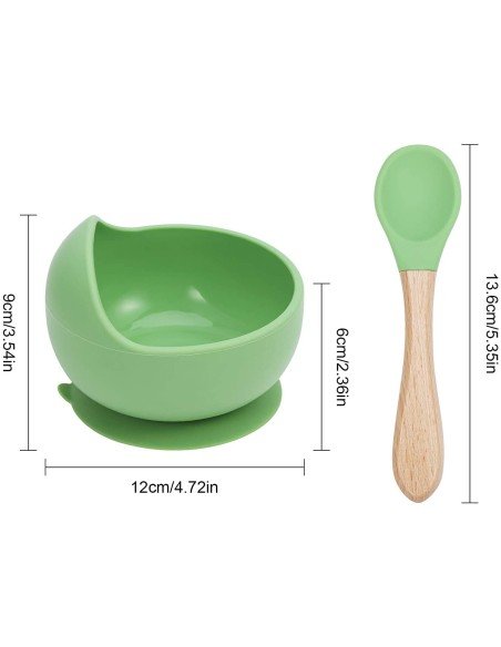 Plato Succión Bowl  tazón + cuchara Anti-derrame Comida Bebé Niño