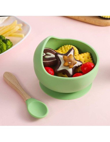 Plato Succión Bowl  tazón + cuchara Anti-derrame Comida Bebé Niño