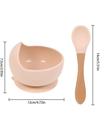 Plato Succión Bowl  tazón + cuchara Anti-derrame Comida Bebé Niño