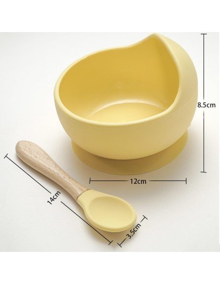Plato Succión Bowl  tazón + cuchara Anti-derrame Comida Bebé Niño Plato Succión Bowl  tazón + cuchara Anti-derrame Comida Bebé Niño
