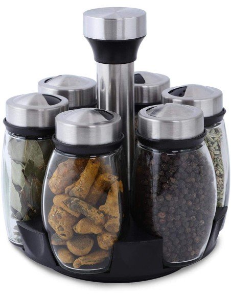 Carrusel Especiero Condimentos Spice Rack 6Pz Tapa