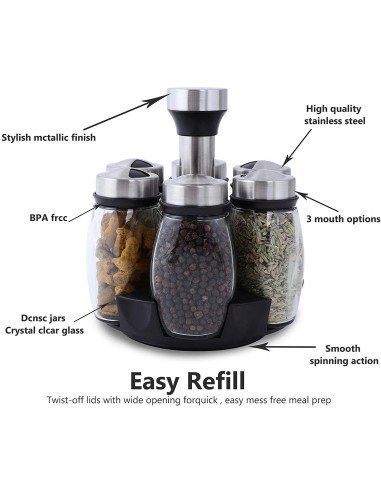 Carrusel Especiero Condimentos Spice Rack 6Pz Tapa