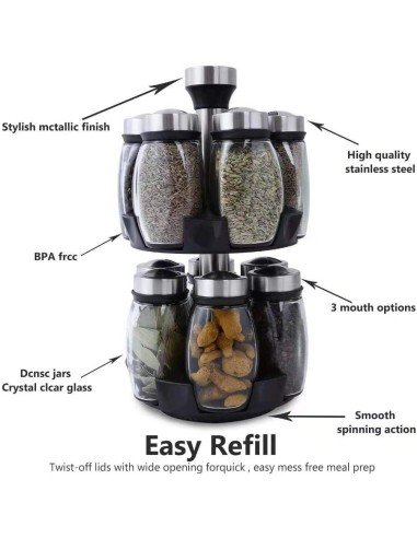 Carrusel Especiero Condimentos Spice Rack 12Pz Tapa
