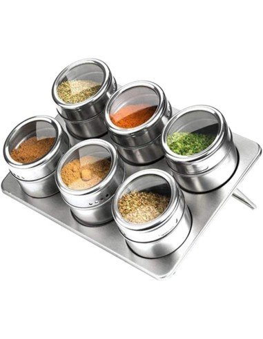 Soporte Especiero Condimentero Magnético 6Pz Tapa