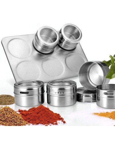 Soporte Especiero Condimentero Magnético 6Pz Tapa