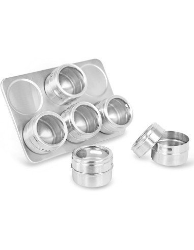 Soporte Especiero Condimentero Magnético 6Pz Tapa