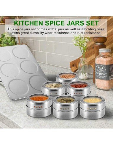 Soporte Especiero Condimentero Magnético 6Pz Tapa