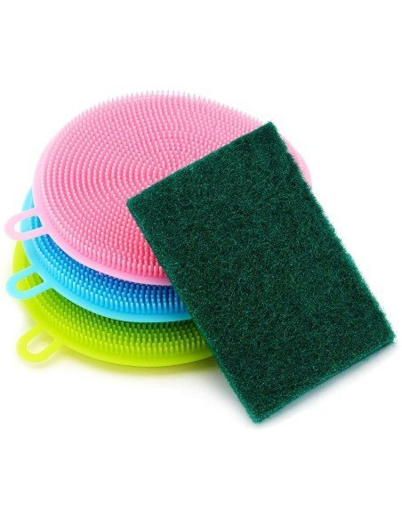 Setx3 Esponjas Multiusos Antibacterial Silicona Limpieza Setx3 Esponjas Multiusos Antibacterial Silicona Limpieza