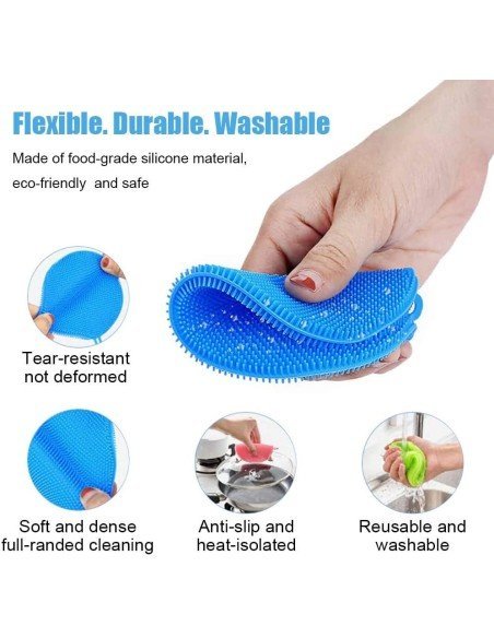 Setx3 Esponjas Multiusos Antibacterial Silicona Limpieza Setx3 Esponjas Multiusos Antibacterial Silicona Limpieza