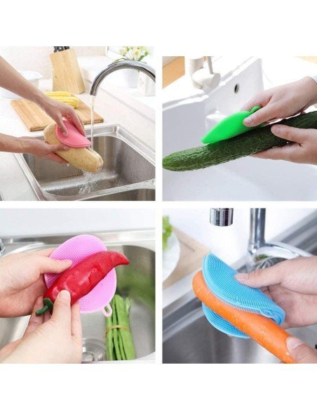 Setx3 Esponjas Multiusos Antibacterial Silicona Limpieza Setx3 Esponjas Multiusos Antibacterial Silicona Limpieza